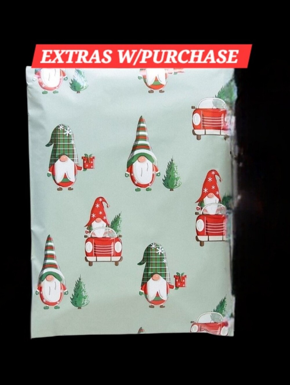 20ct. 10x13 Christmas Gnomes Polymailers Random Thank You Cards And Stickers